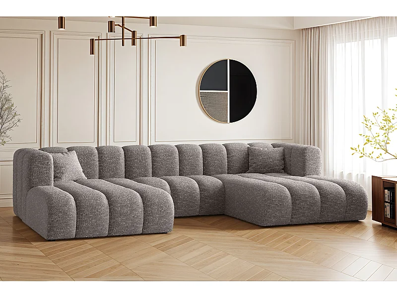 Ecksofa, U-form Sofa Grand modular stoff Haga Grau