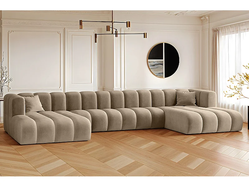 Canapé d'angle U-de Sofa Grand U XL modulable en tissu Salvador Beige Foncé