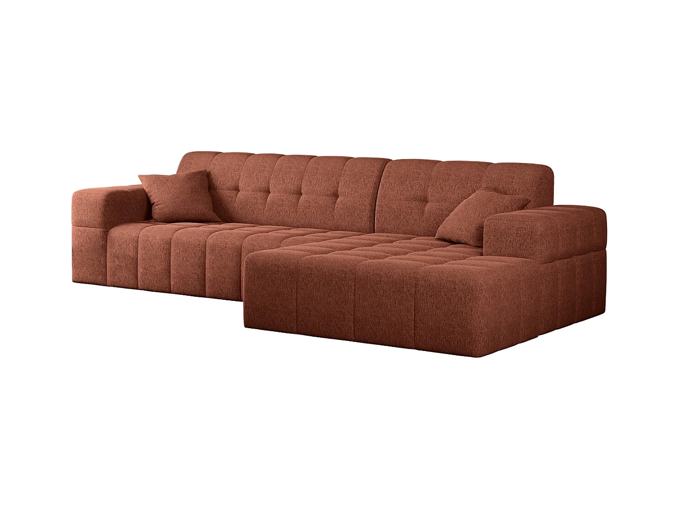 Ecksofa Eckouch Wohnzimmer NIMES Stoff Verita Kupfer Rechts