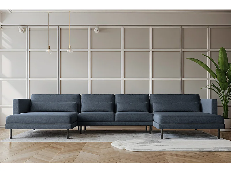 Ecksofa DANI in U-Form Stoff Verita Marineblau