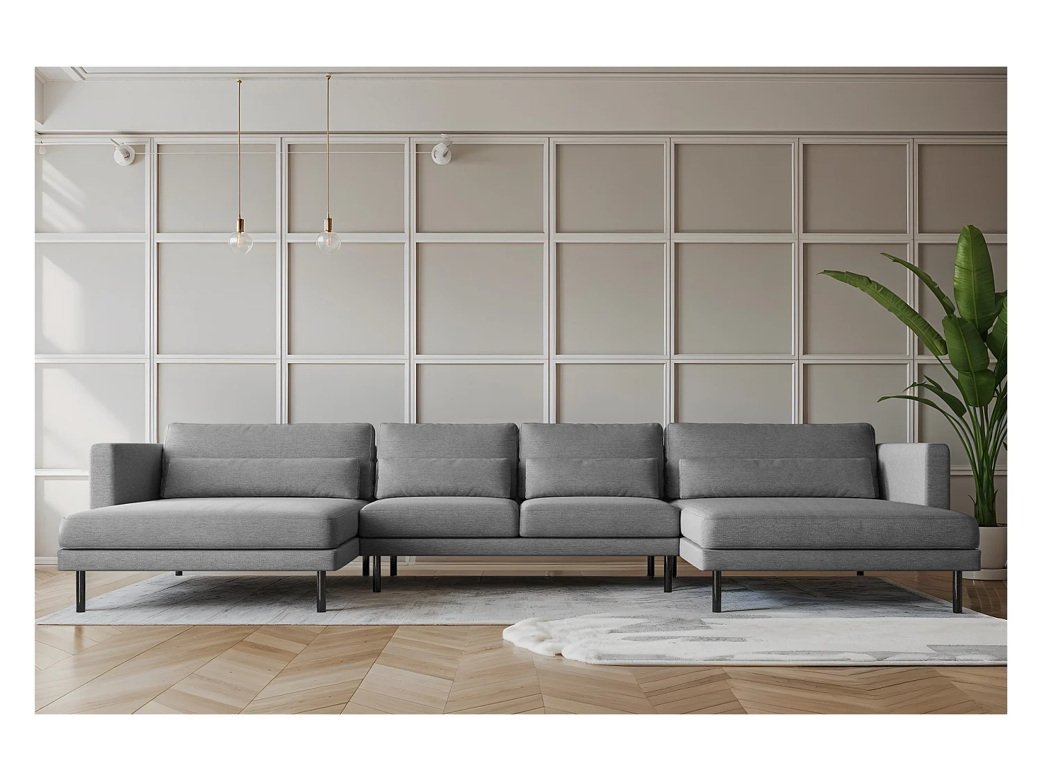 Ecksofa DANI in U-Form Stoff Verita Stahl