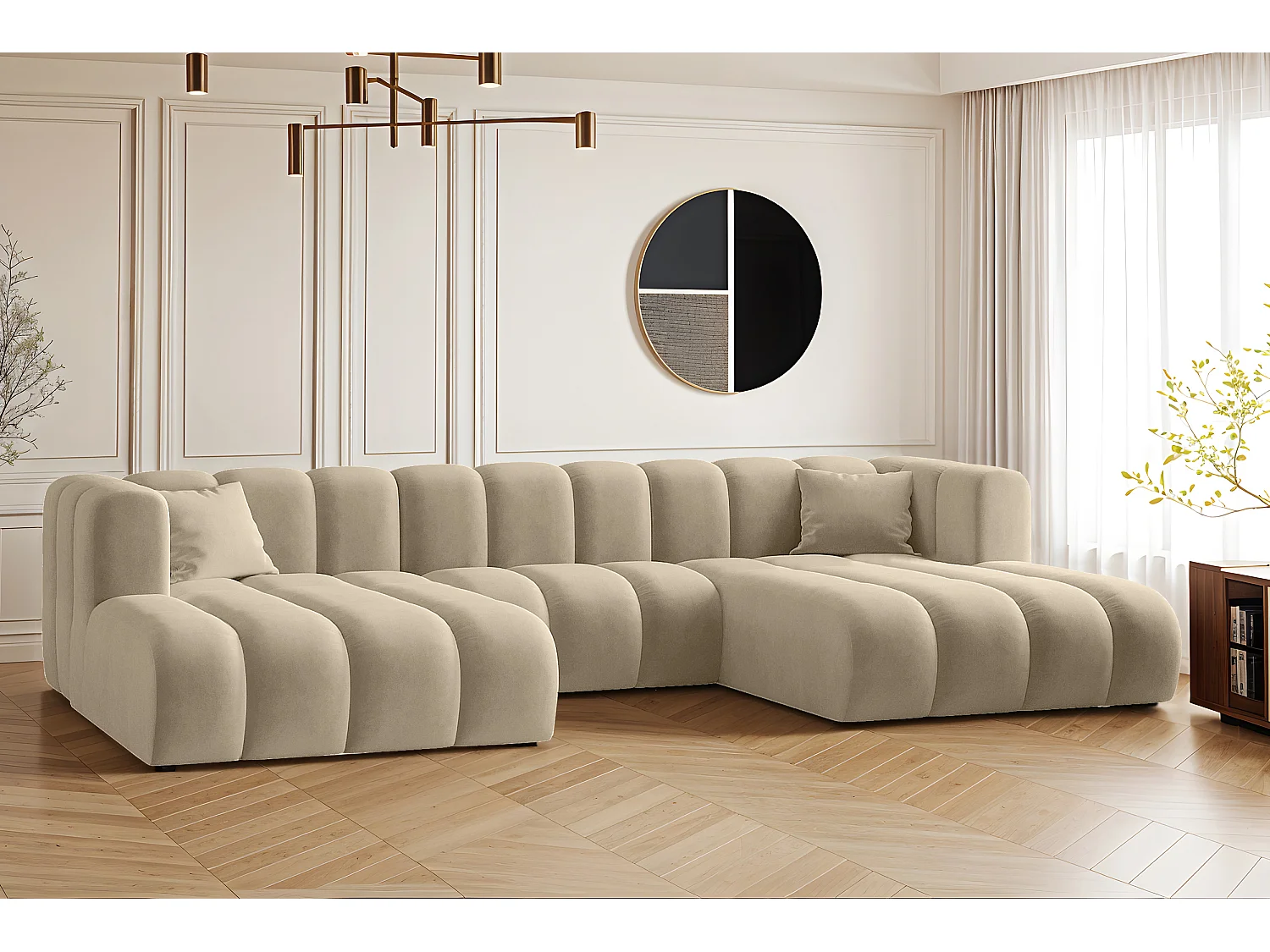Canapé d'angle U-de Sofa Grand Modular tissu Salvador Beige