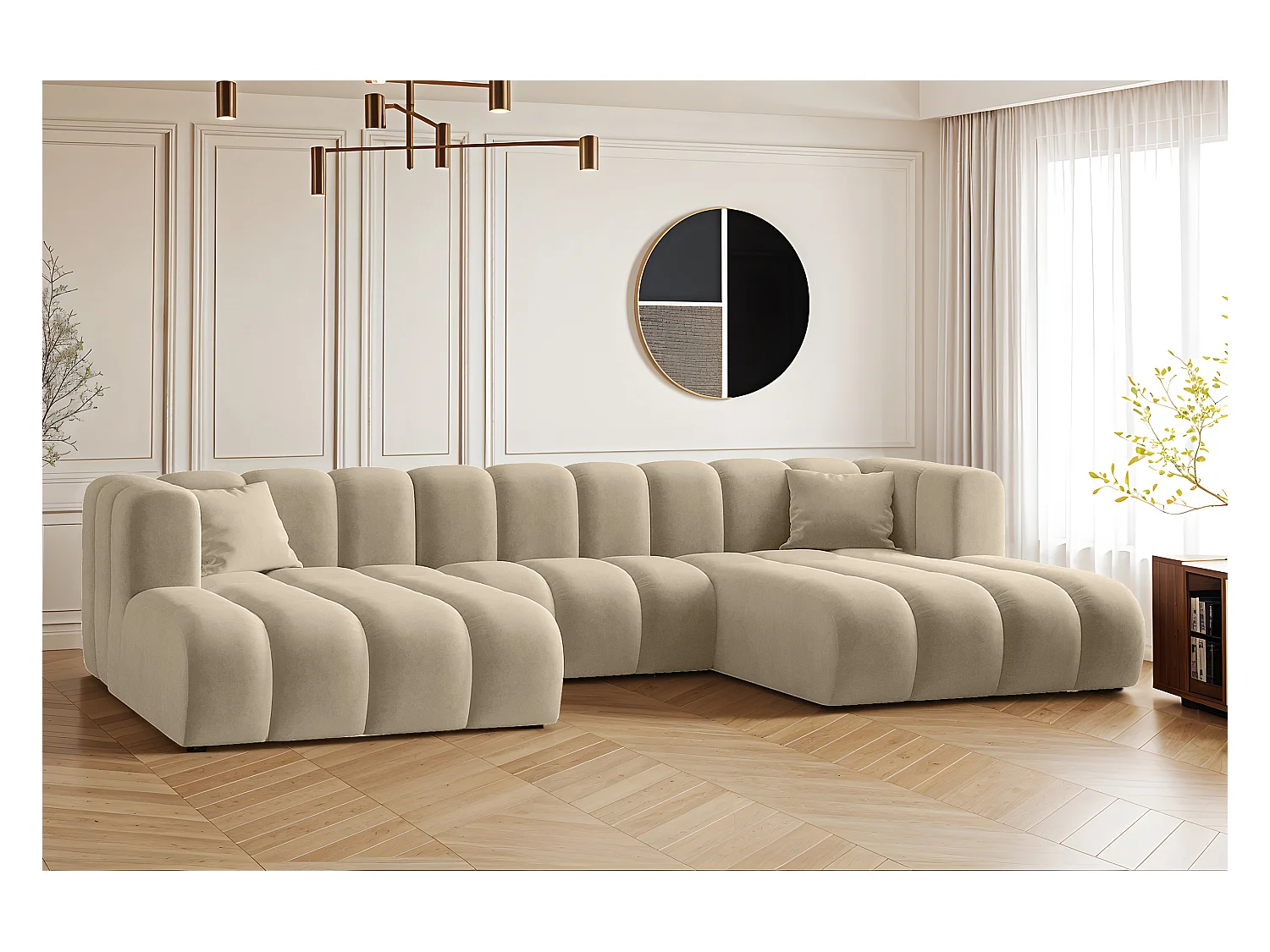 Ecksofa U-from Sofa Grand Modular Stoff Salvador Beige