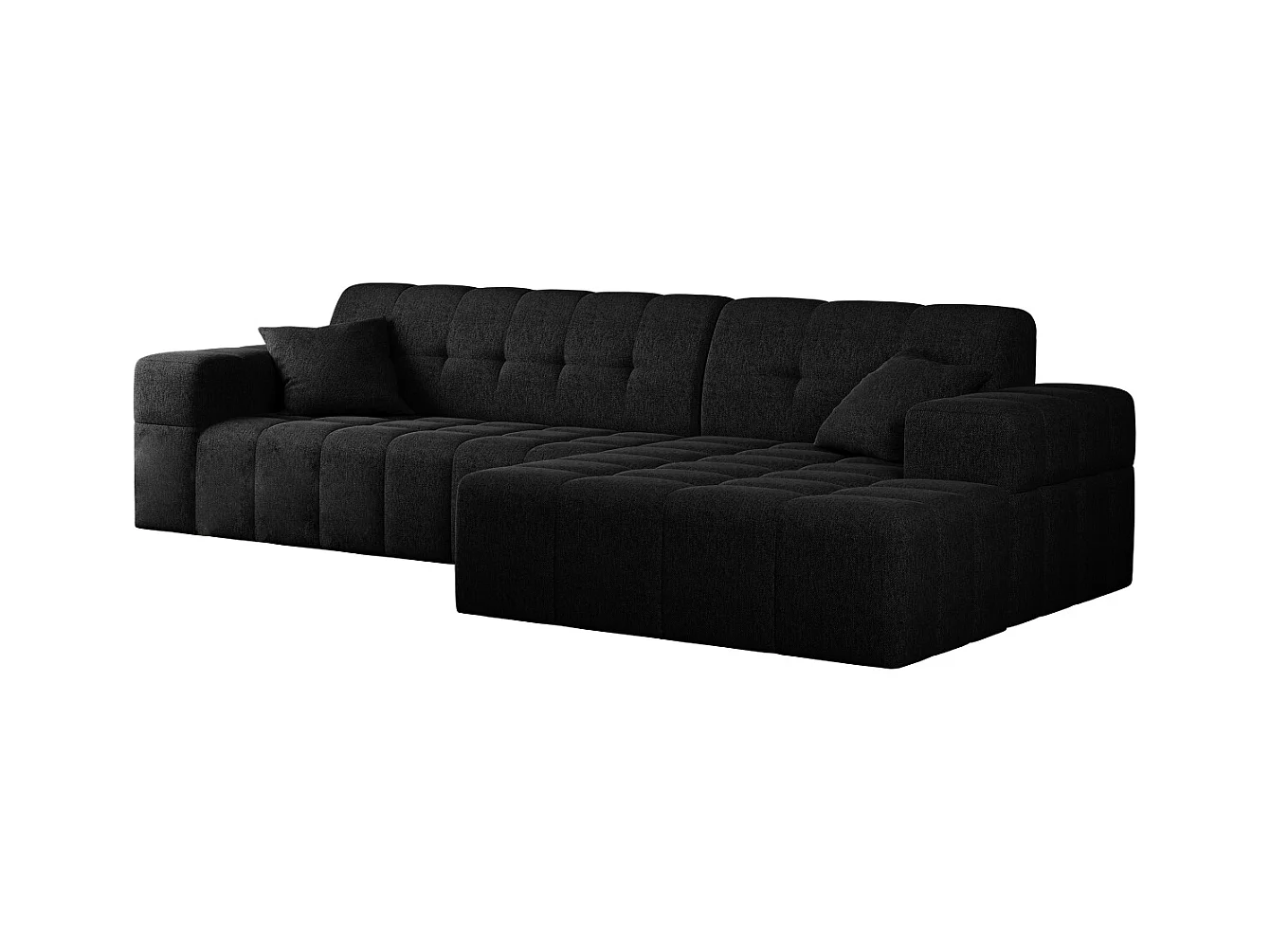 Ecksofa Eckouch Wohnzimmer NIMES Stoff Verita Schwarz Rechts