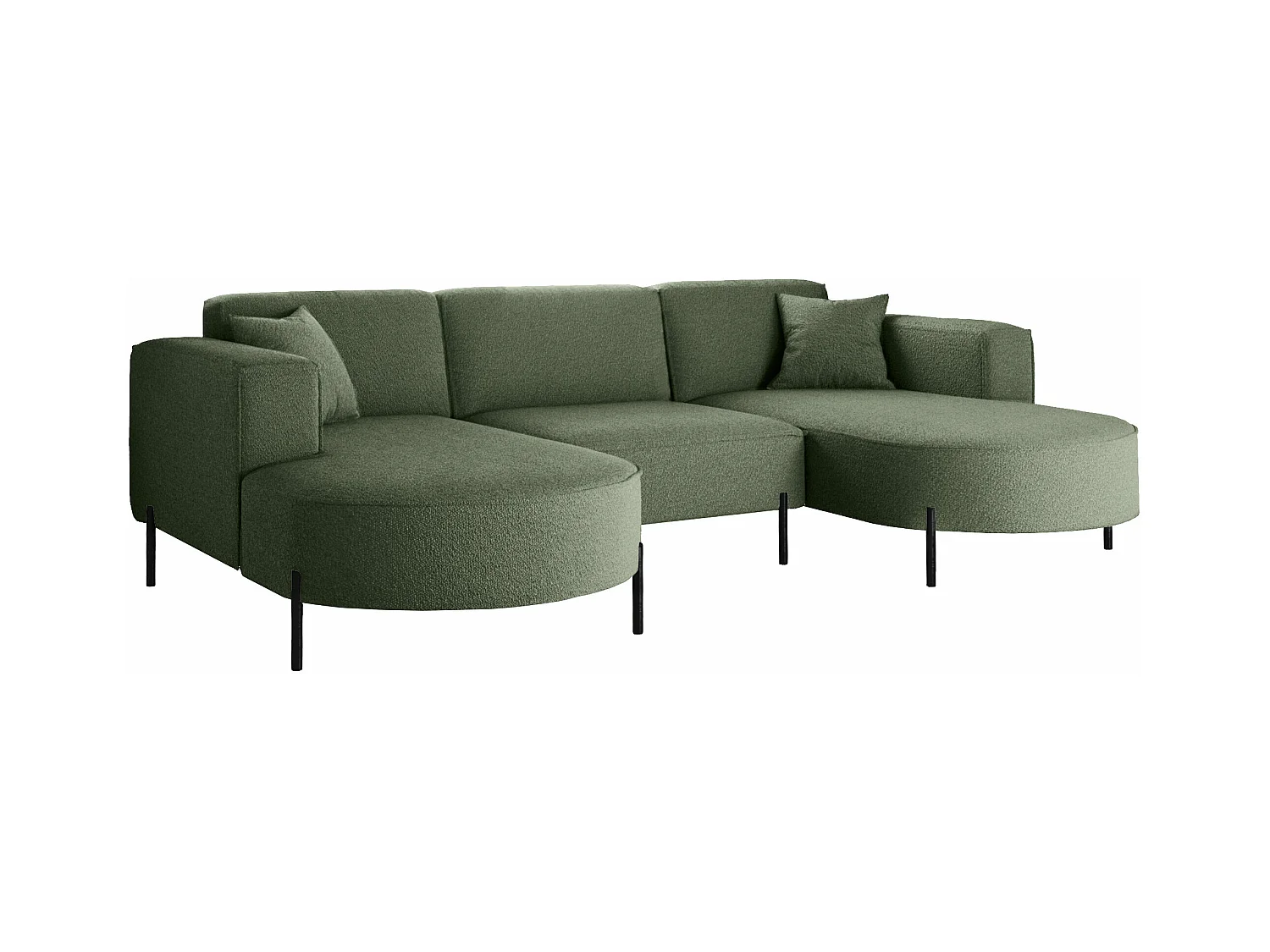 Canapé d'angle, Canapé Designer Modena U Pure tissu Quelle Green