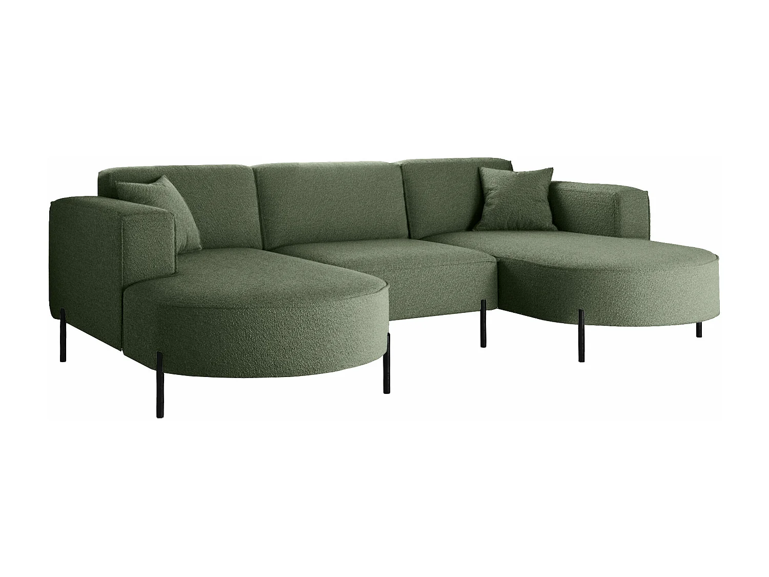 Canapé d'angle, Canapé Designer Modena U Pure tissu Quelle Green