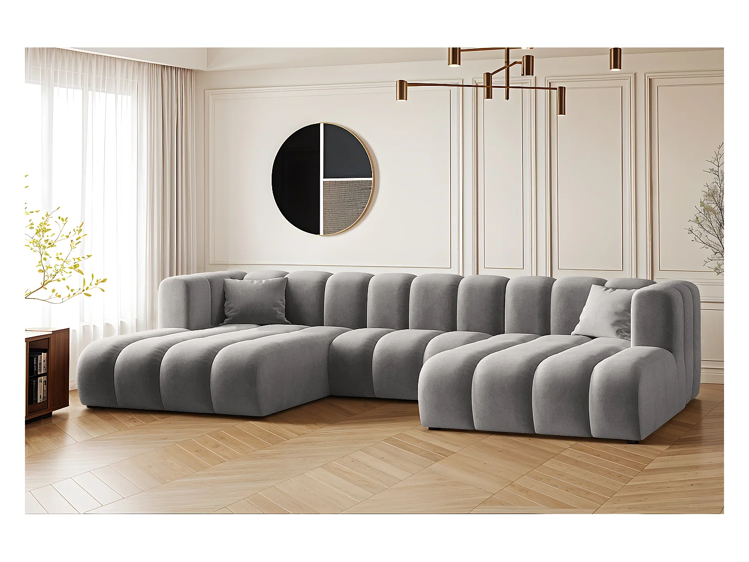 Ecksofa U-from Sofa Grand Modular Stoff Salvador Grau