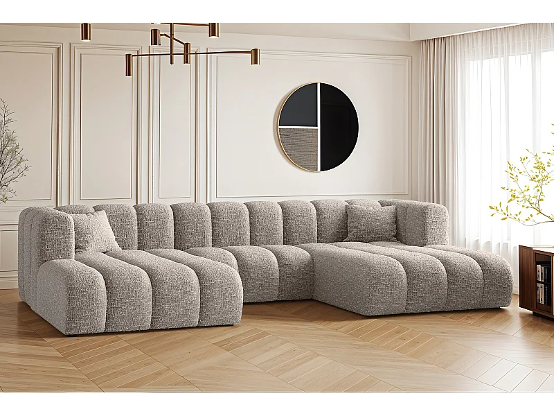 Ecksofa, U-form Sofa Grand modular stoff Haga Hellgrau