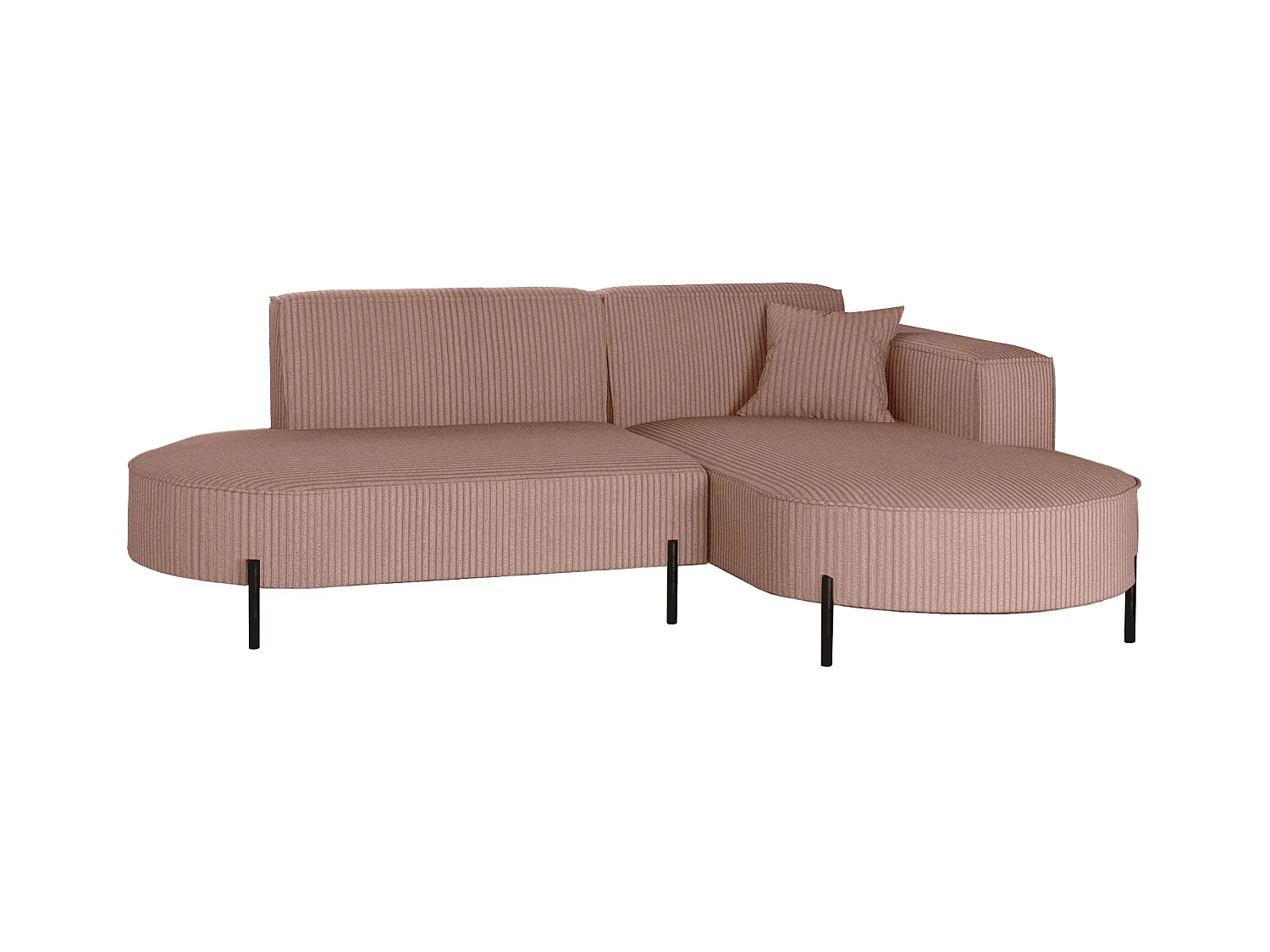 Canapé d'angle, canapé en L, designer Modena, tissu pur, Poso Rosa, droite