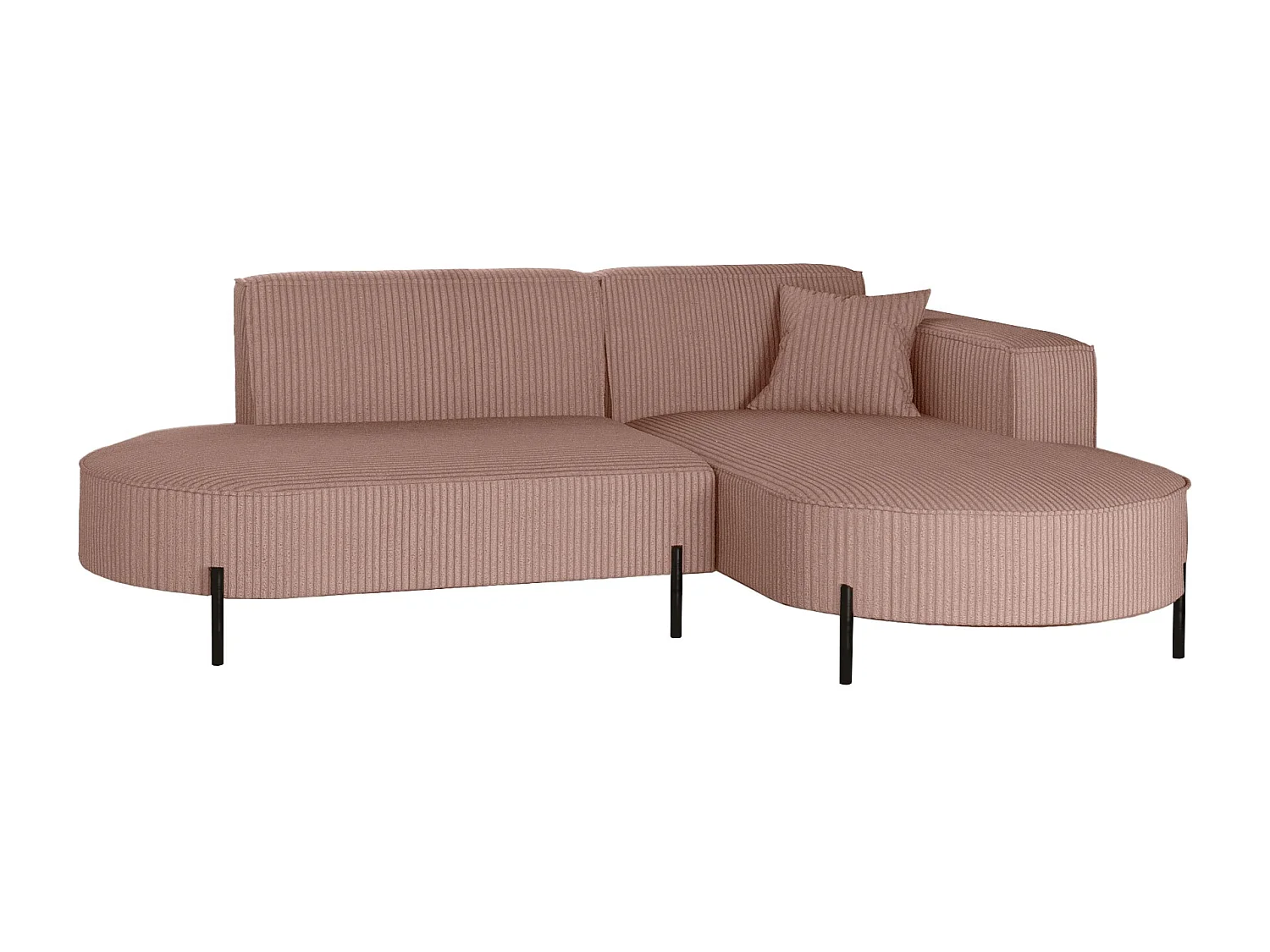 Canapé d'angle, canapé en L, designer Modena, tissu pur, Poso Rosa, droite