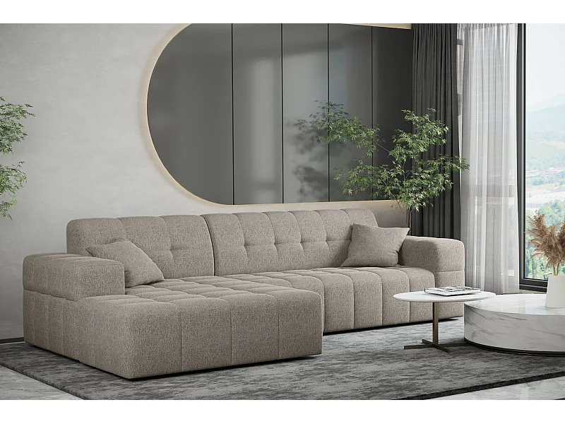 Ecksofa Eckouch Wohnzimmer NIMES Stoff Verita Warmbeige Links