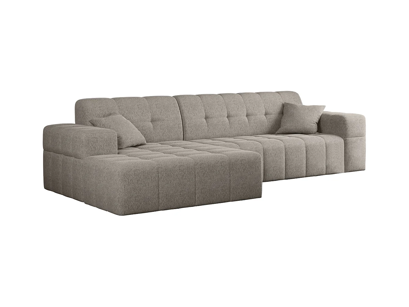 Ecksofa Eckouch Wohnzimmer NIMES Stoff Verita Warmbeige Links