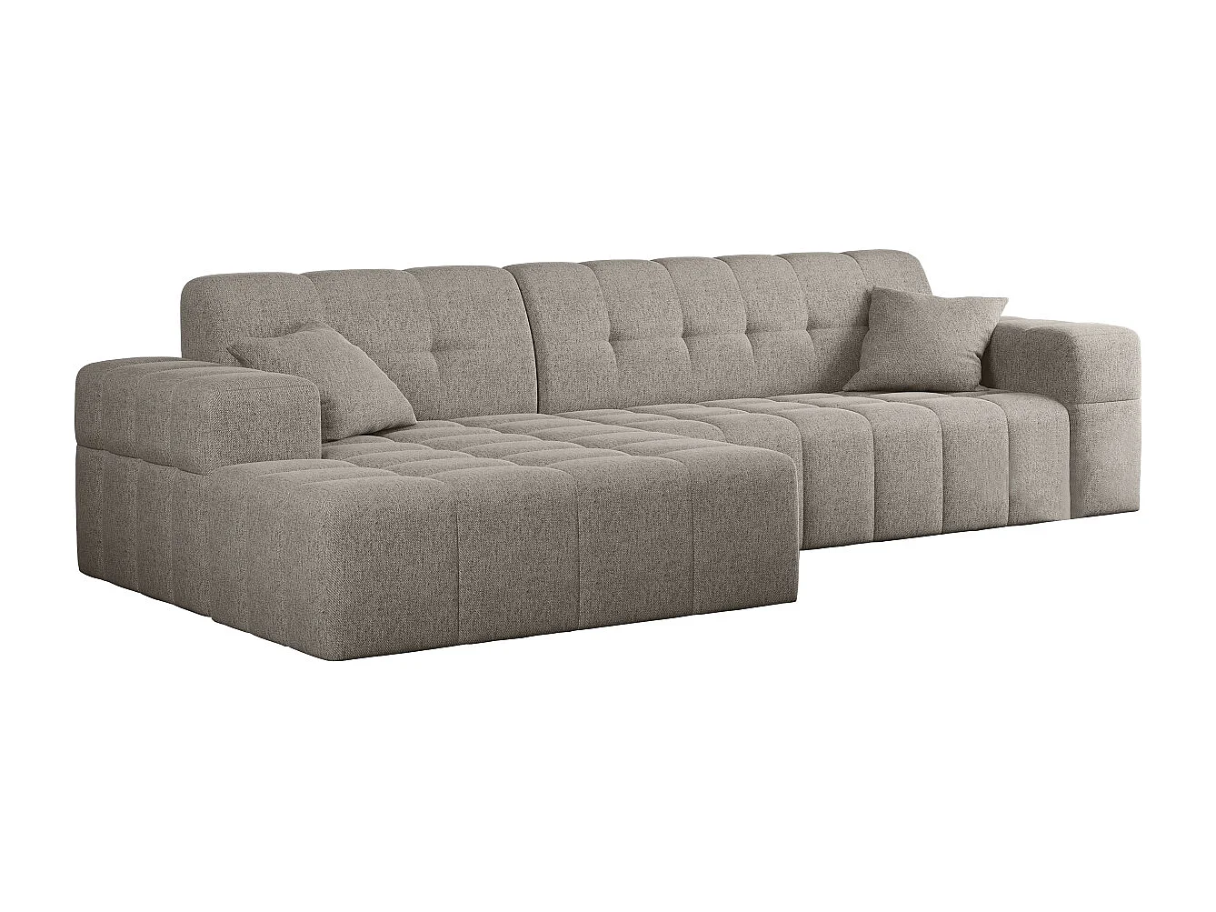 Canapé d'angle Eckouch salon NIMES tissu Verita beige chaud gauche