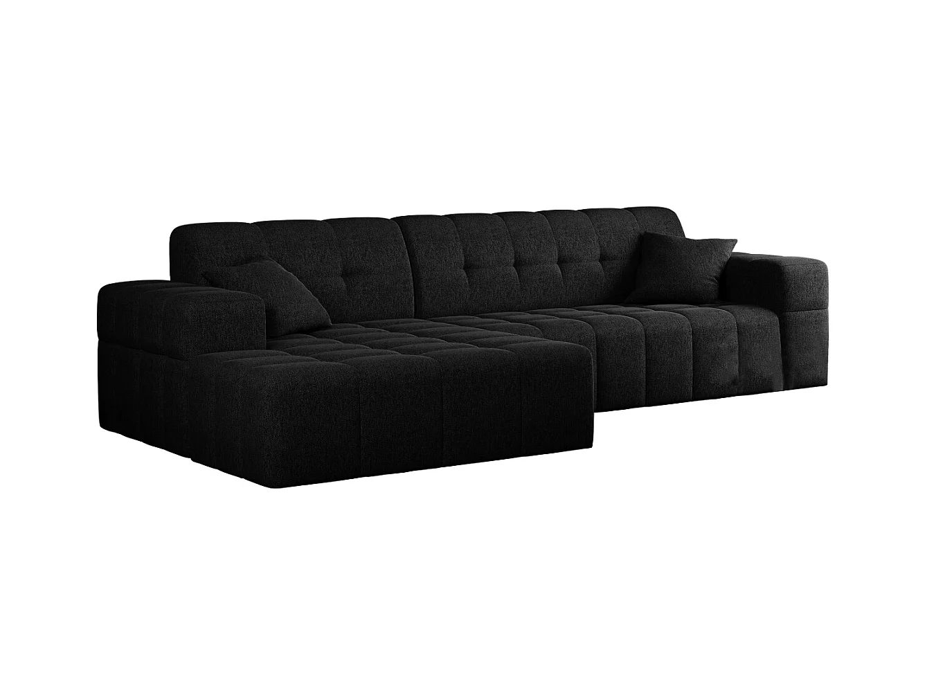 Ecksofa Eckouch Wohnzimmer NIMES Stoff Verita Schwarz Links