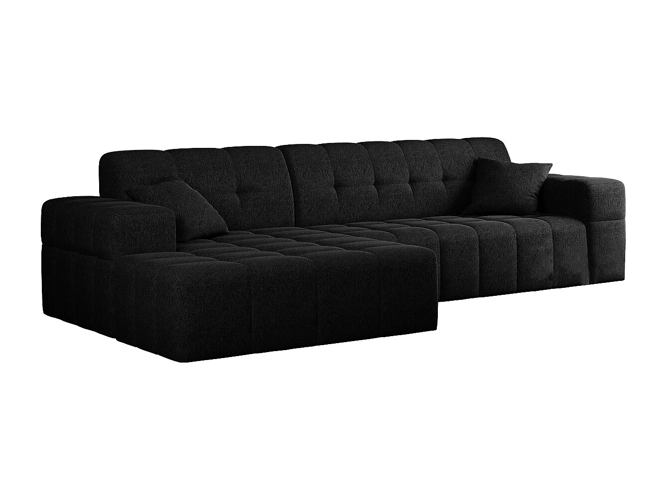 Ecksofa Eckouch Wohnzimmer NIMES Stoff Verita Schwarz Links