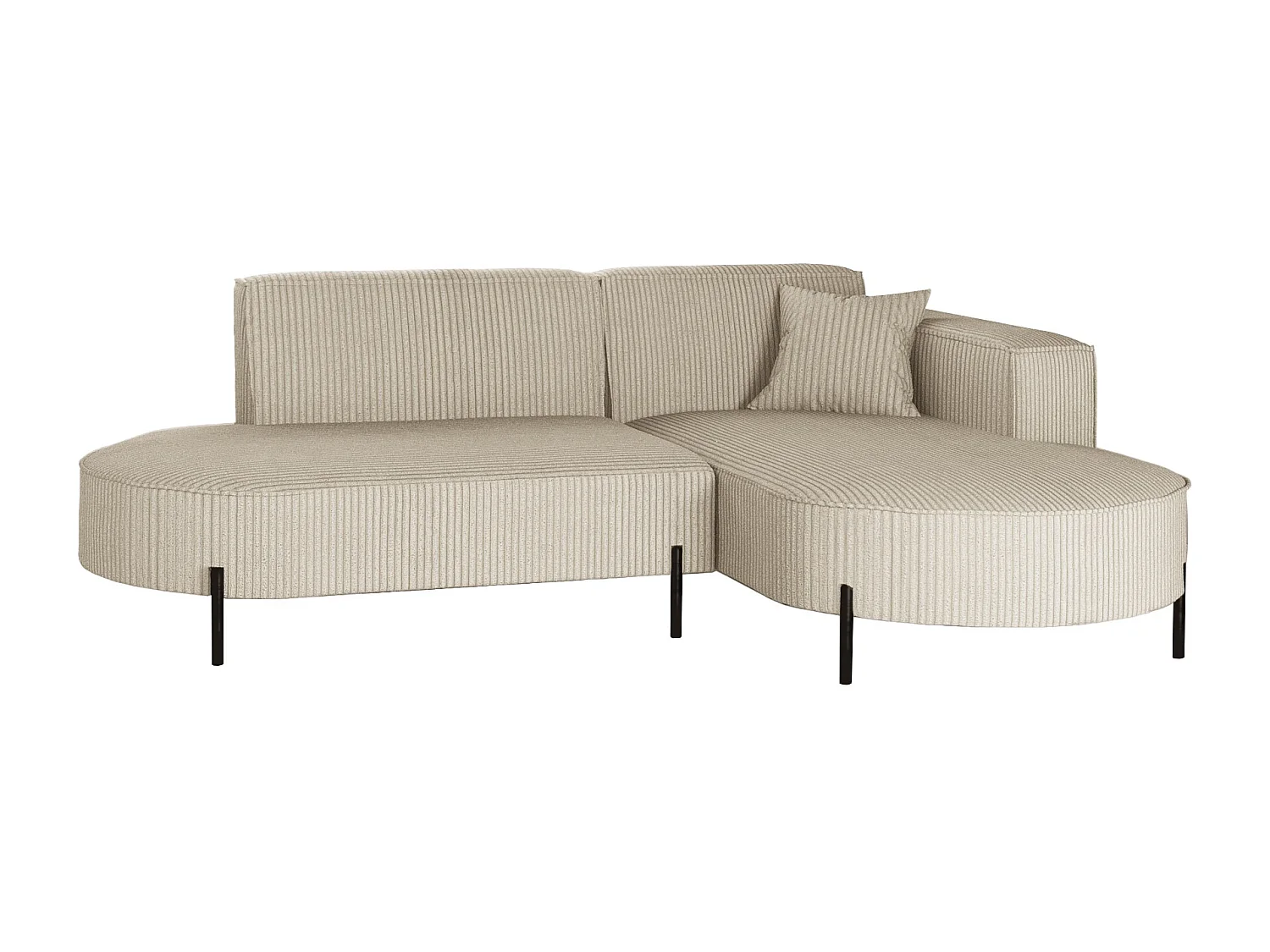 Canapé d'angle, canapé en L, design Modena, tissu pur, beige Poso, droite