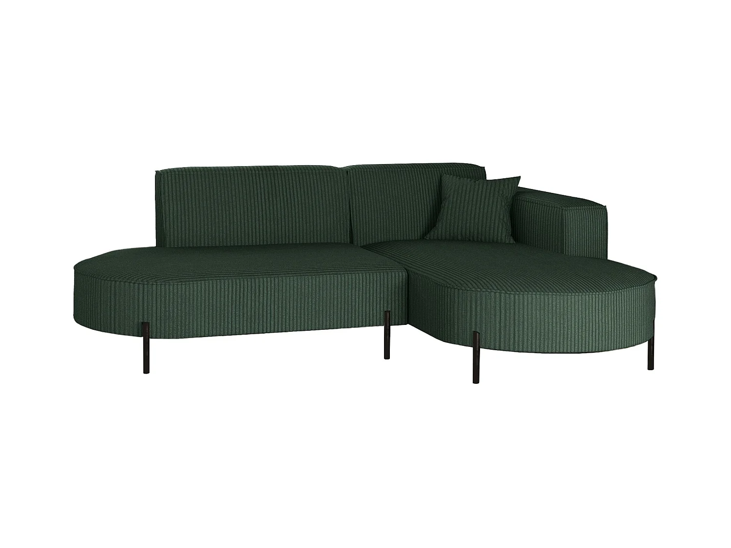 Canapé d'angle, canapé en L, design Modena, tissu pur, Poso Green, droite