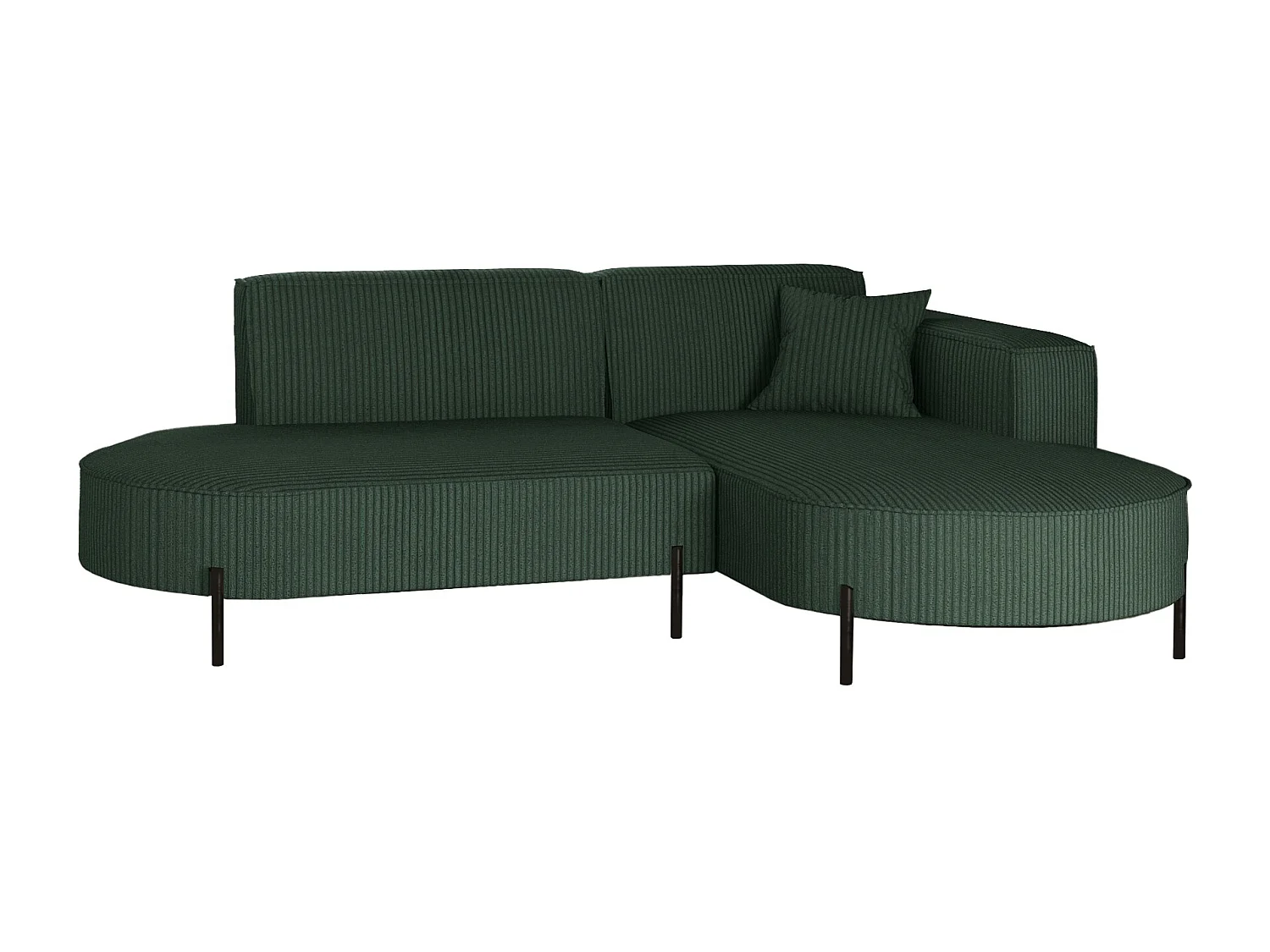 Canapé d'angle, canapé en L, design Modena, tissu pur, Poso Green, droite