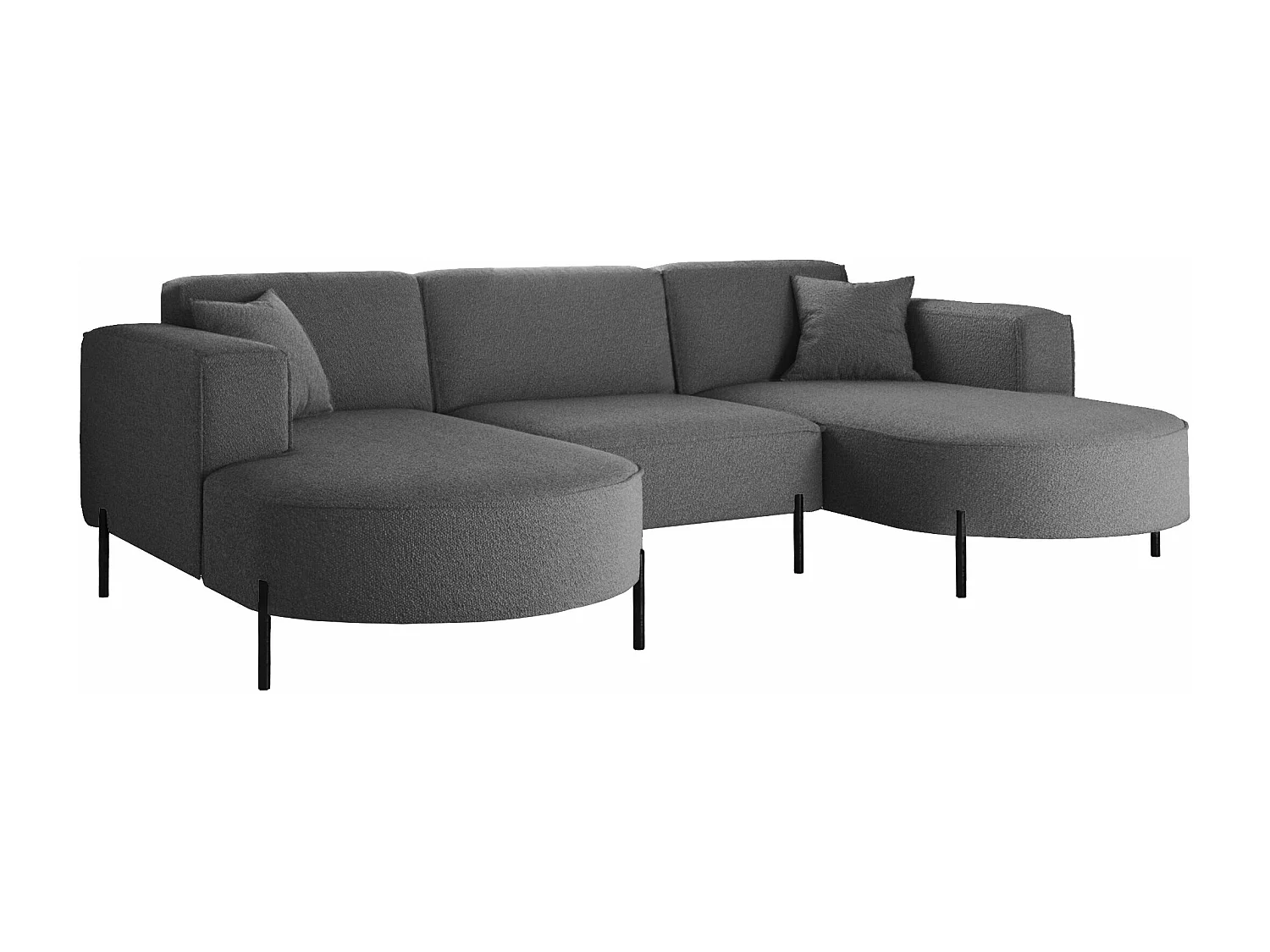 Canapé d'angle, Canapé Designer Modena U Pure tissu Source Graphite