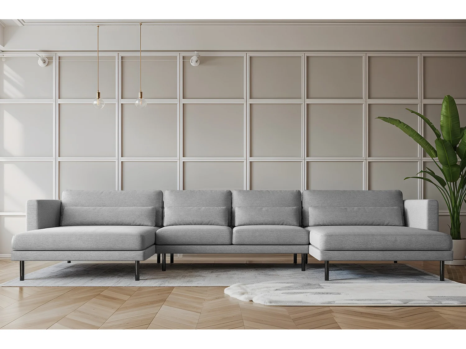 Canapé d'angle DANI en tissu U Verita Grey