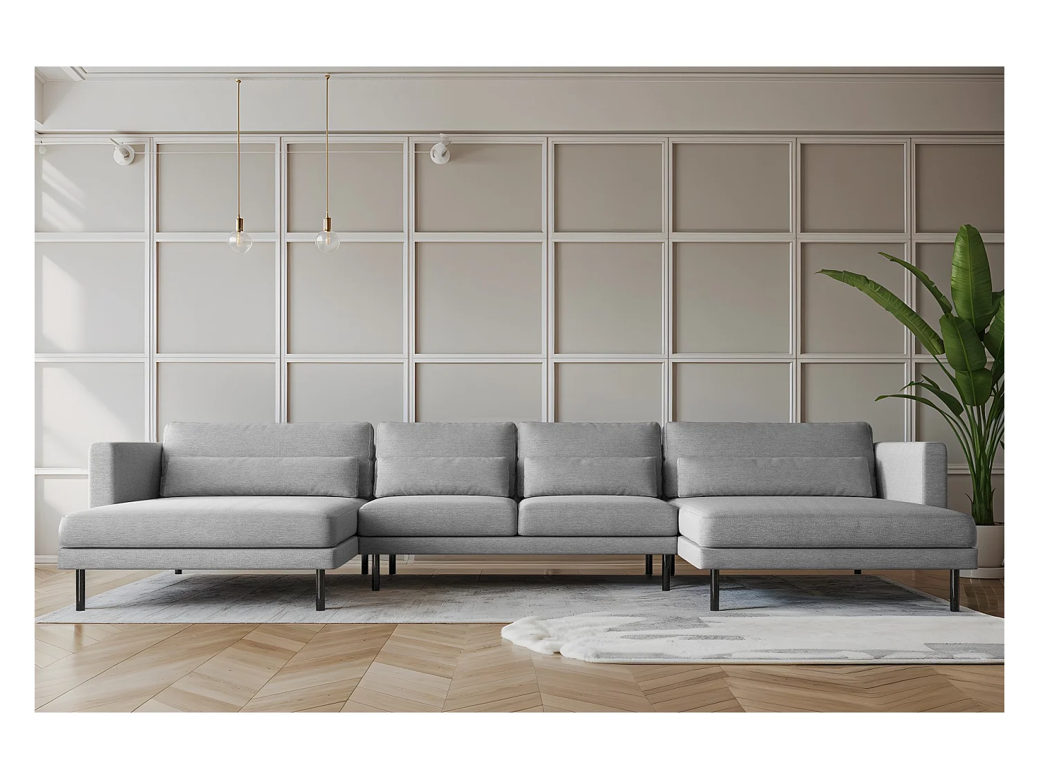 Ecksofa DANI in U-Form Stoff Verita Grau