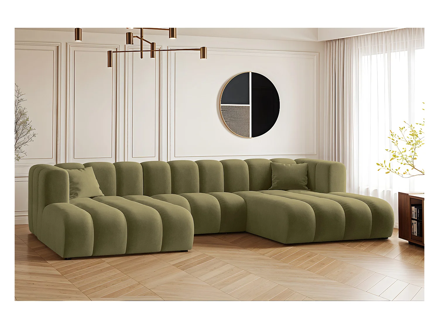 Canapé d'angle U-de Sofa Grand Modular en tissu Salvador Olive
