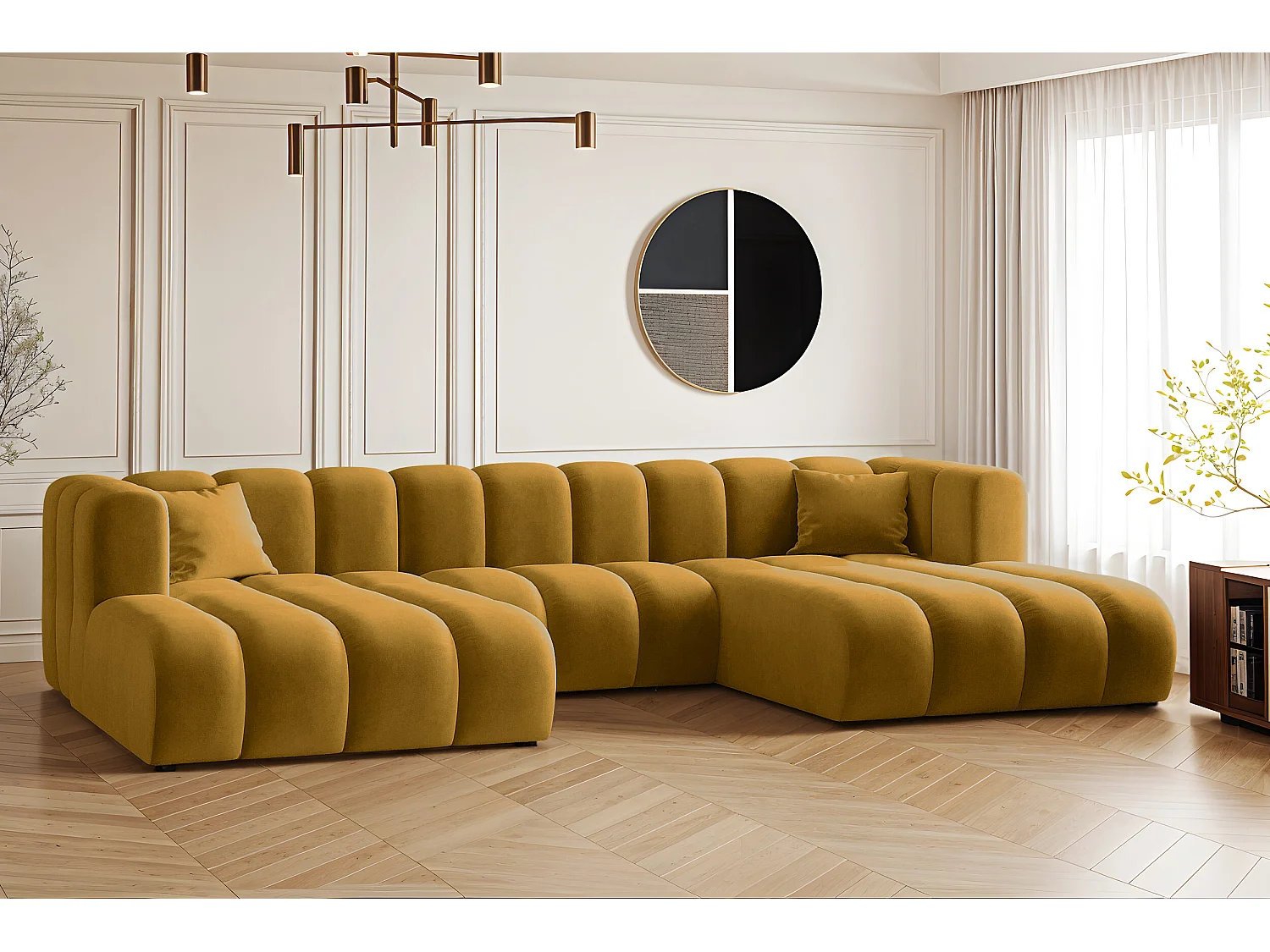 Canapé d'angle U-de Sofa Grand Modular tissu Salvador Jaune