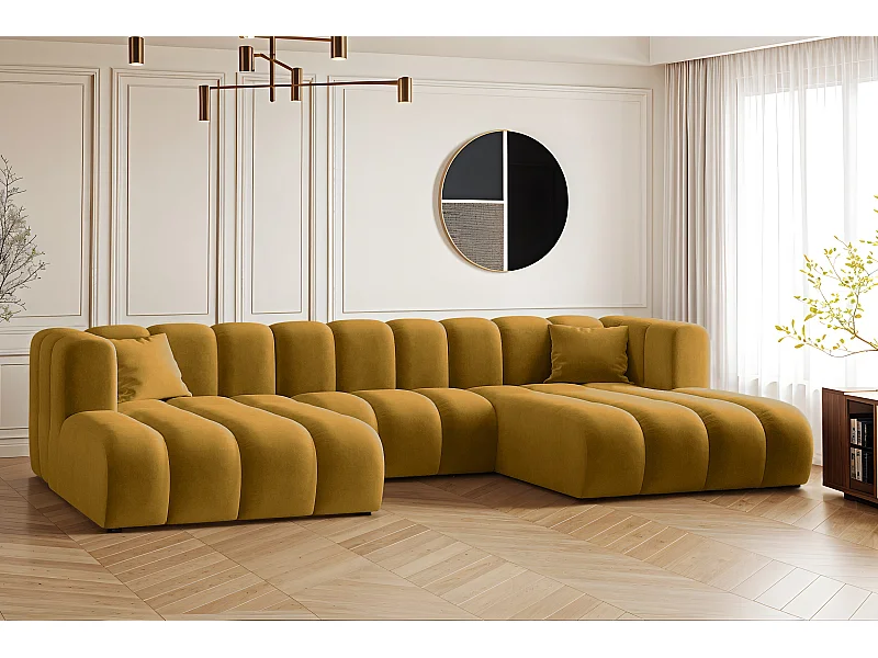 Canapé d'angle U-de Sofa Grand Modular tissu Salvador Jaune