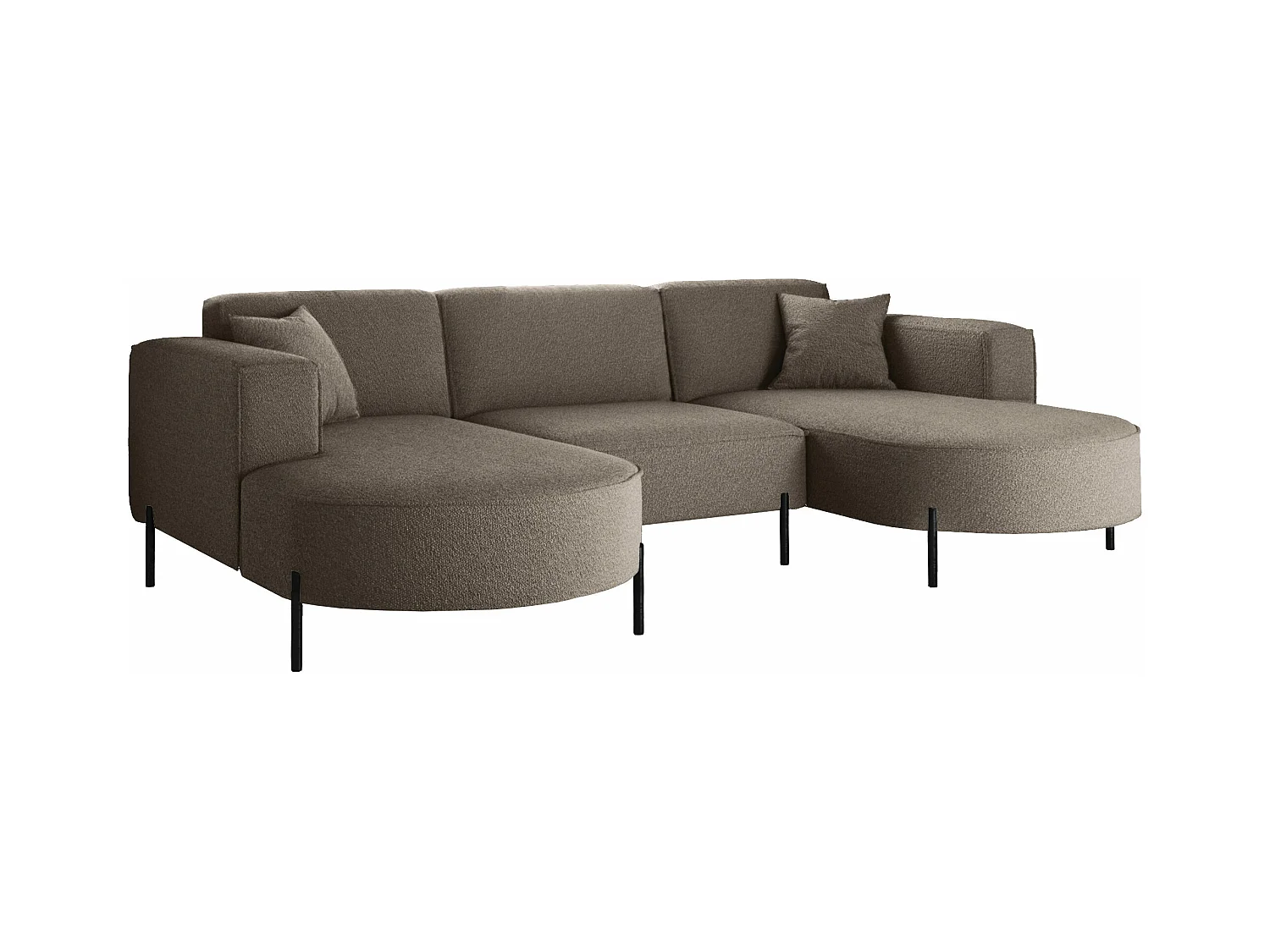 Canapé d'angle, Canapé Designer Modena U Pure tissu Quelle Marron