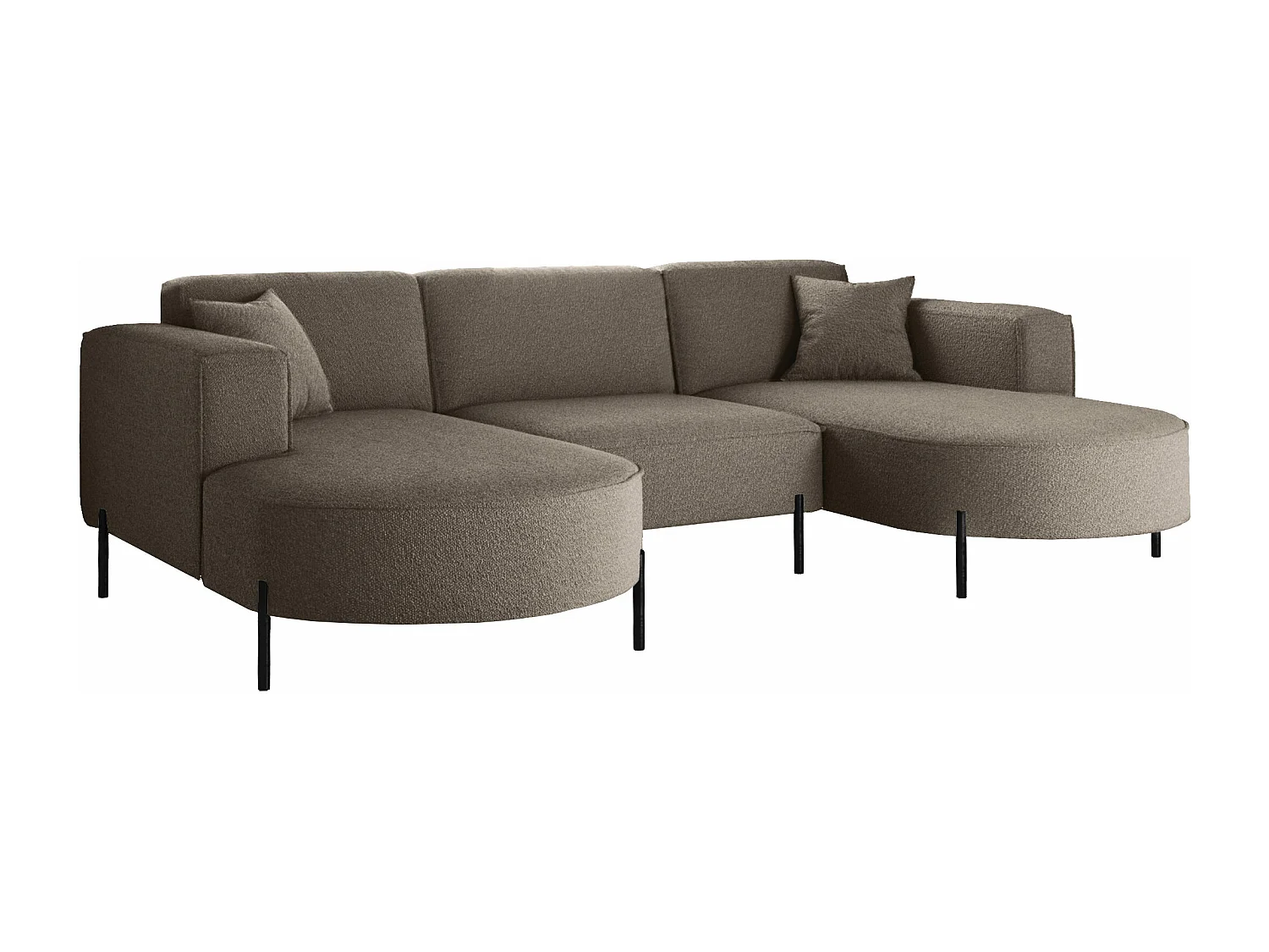 Canapé d'angle, Canapé Designer Modena U Pure tissu Quelle Marron