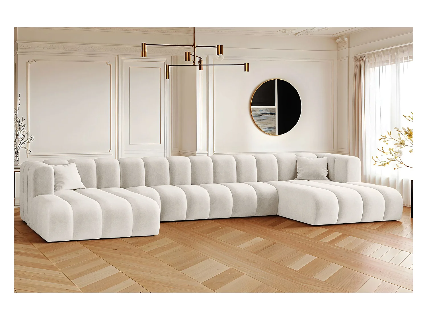 Divano angolare U-from Sofa Grand U XL tessuto modulare Salvador Grigio Chiaro