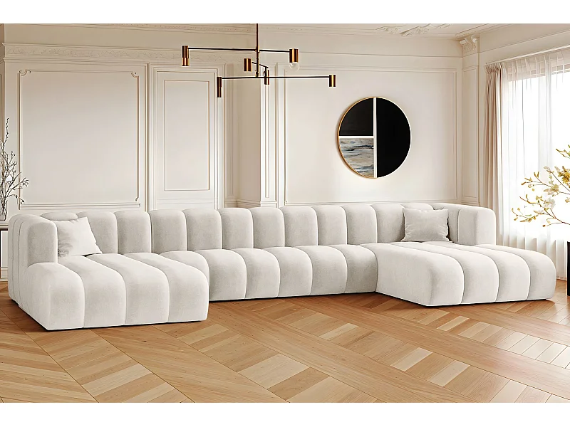 Canapé d'angle U-de Sofa Grand U XL modulable en tissu Salvador Gris Clair