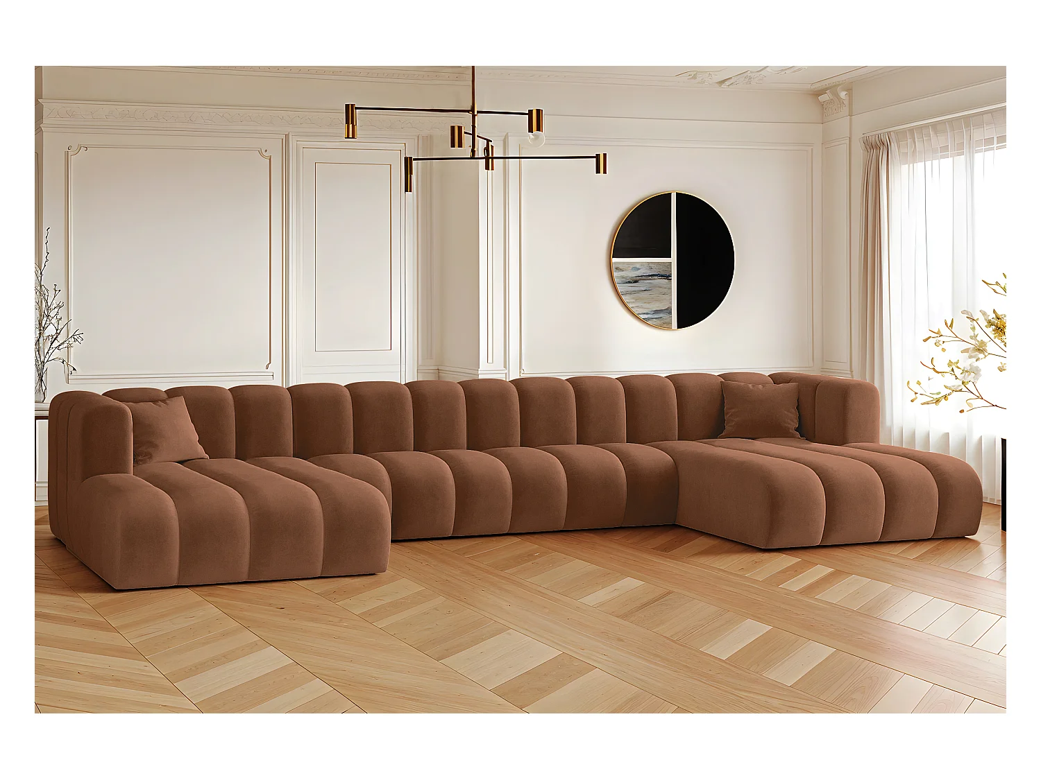 Divano angolare U-from Sofa Grand U XL tessuto modulare Salvador Brown