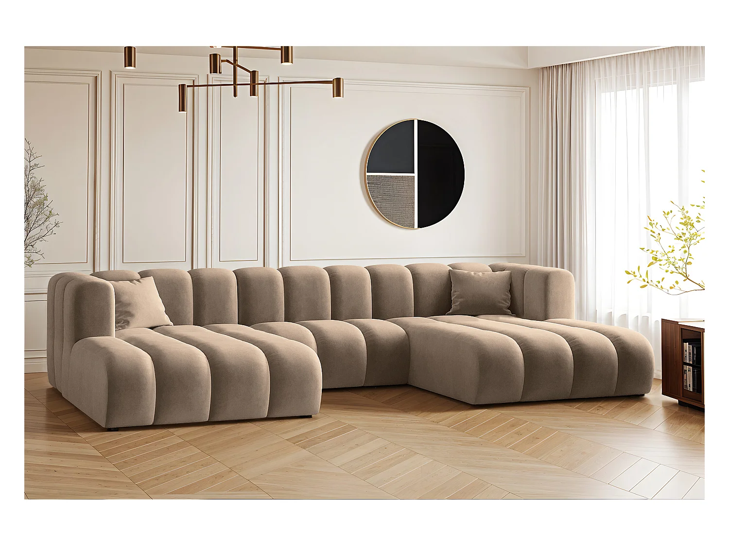 Ecksofa U-from Sofa Grand Modular Stoff Salvador Dunkelbeige