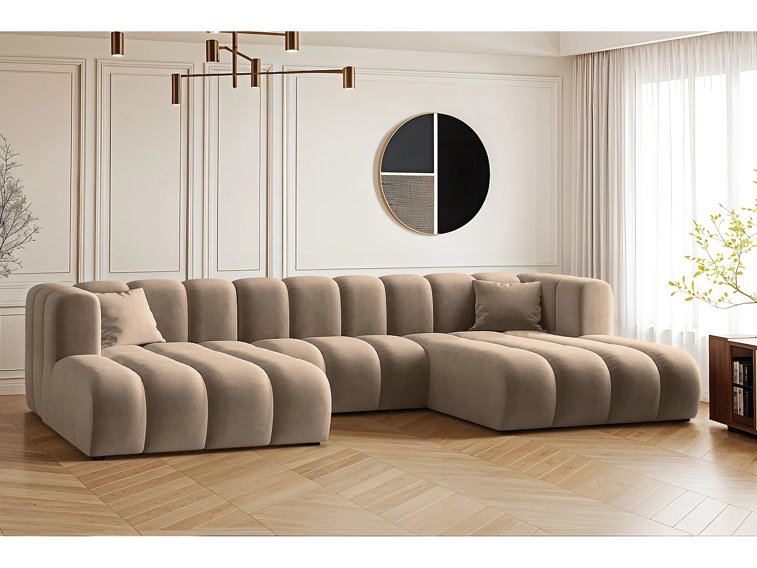 Canapé d'angle U-de Sofa Grand Modular tissu Salvador beige foncé