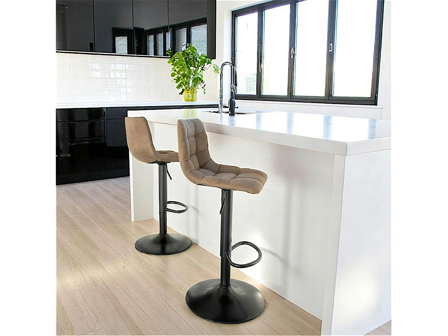 Tabouret de bar réglable en hauteur, marron clair (lot de 2) SAVONE