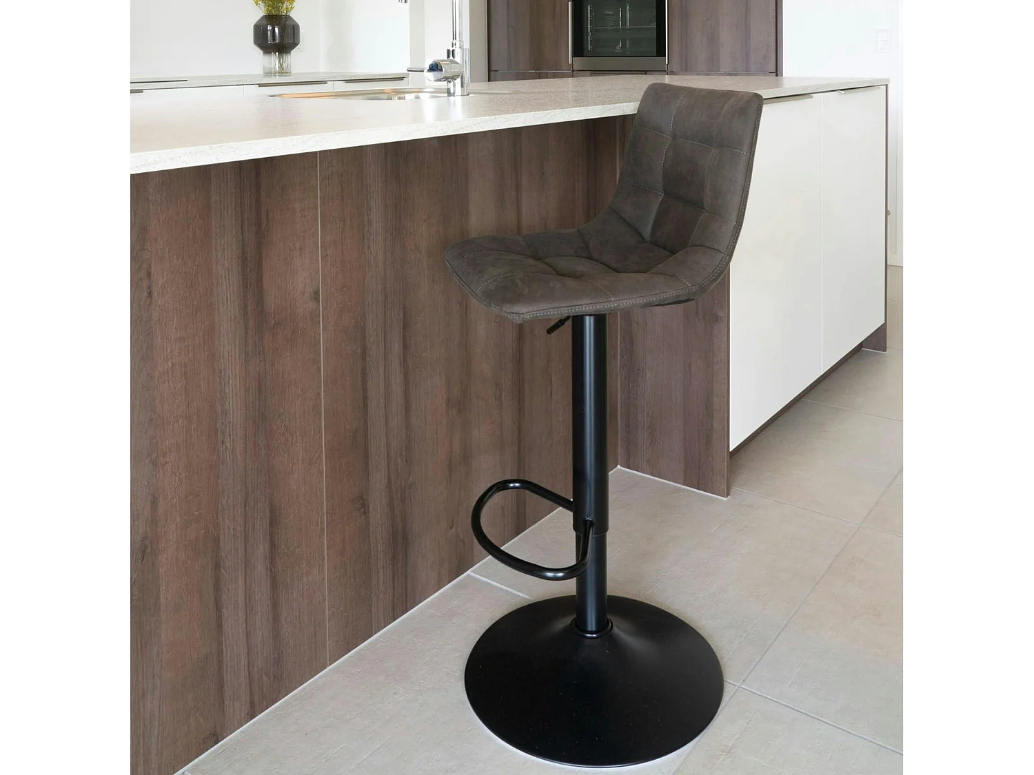 Tabouret de bar réglable en hauteur, gris foncé (lot de 2) SAVONE