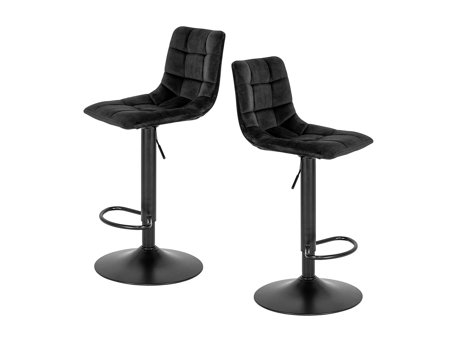 Tabouret de bar noir velours, réglable en hauteur et pivotant (lot de 2) SAVONE