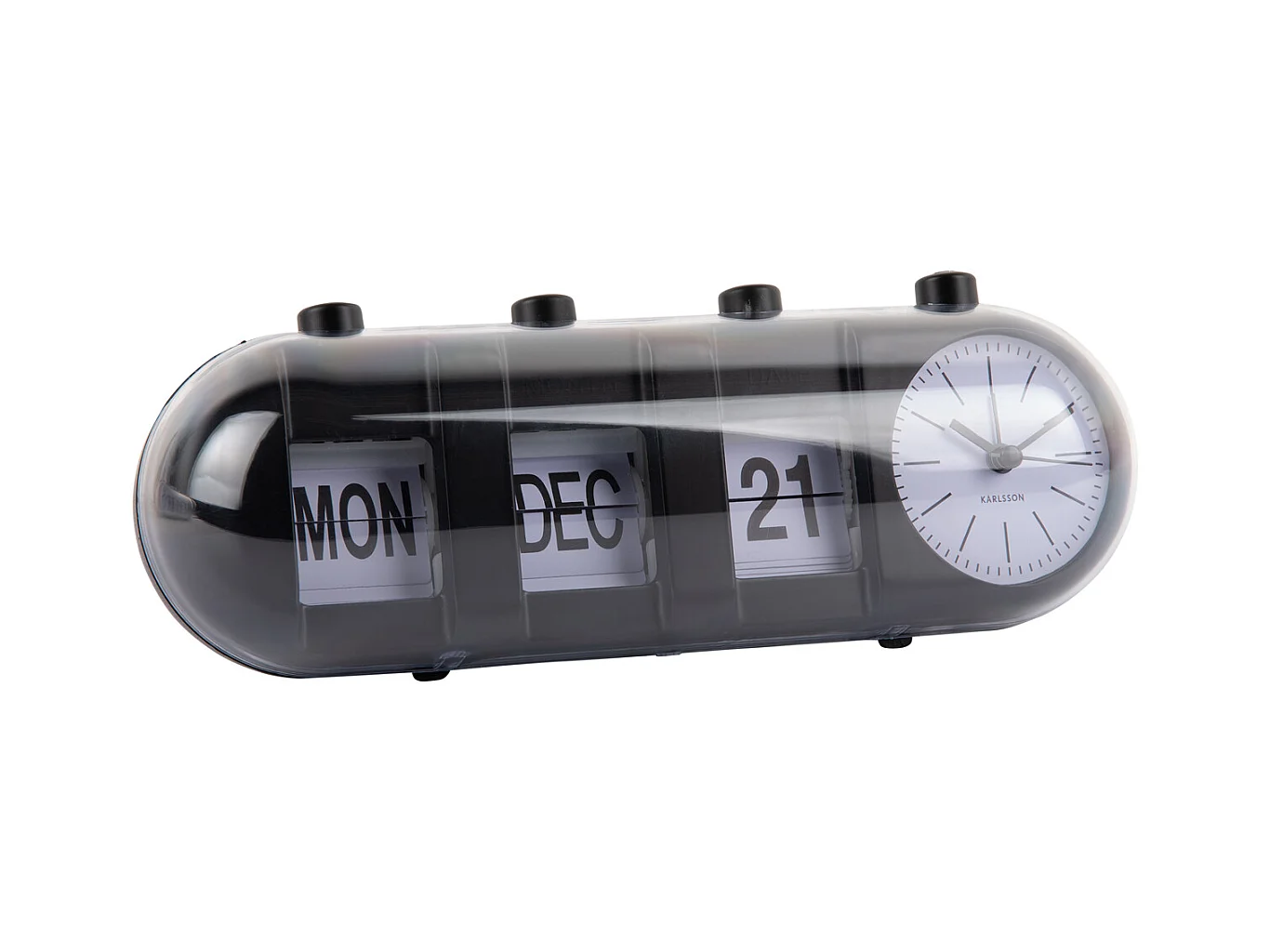 Réveil rétro tube calendrier à bascule - Noir