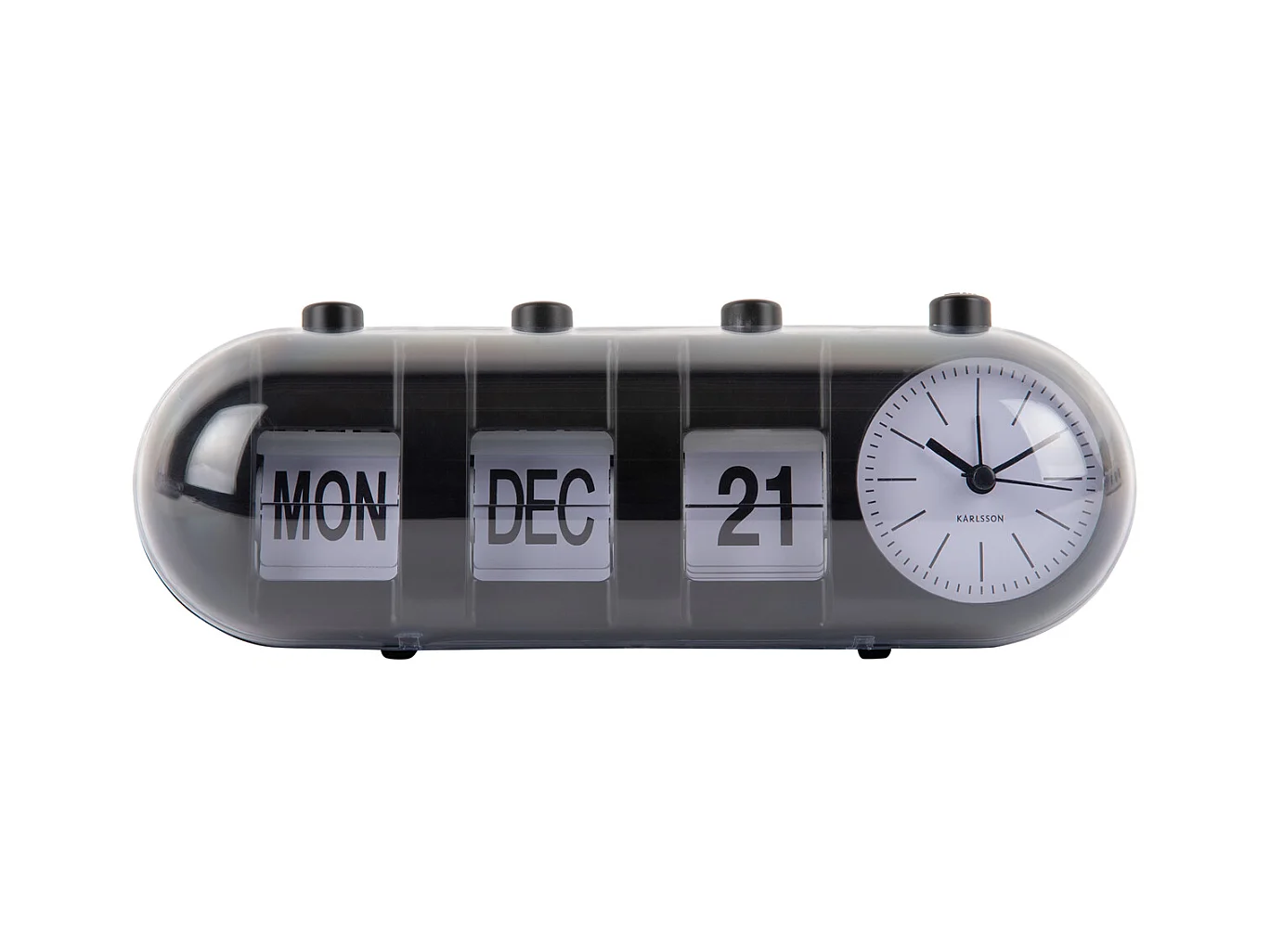 Réveil rétro tube calendrier à bascule - Noir