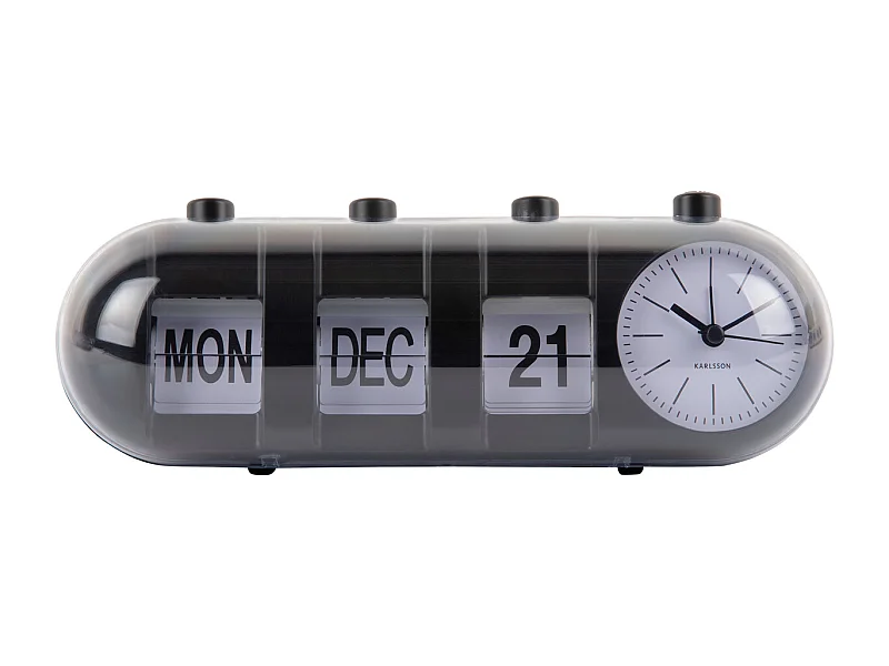 Wekker Retro Tube Calendar Flip - Zwart