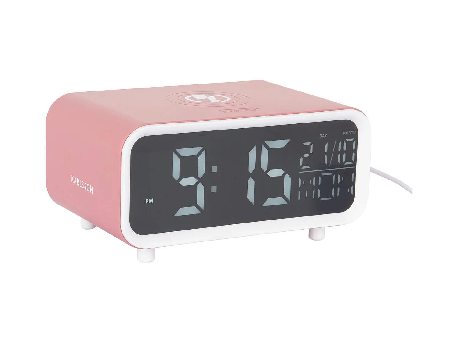 Réveil LED épais avec chargeur de téléphone - Rose tan