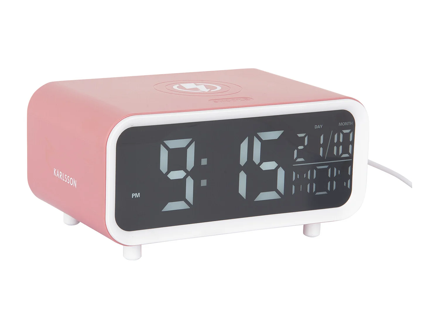 Réveil LED épais avec chargeur de téléphone - Rose tan