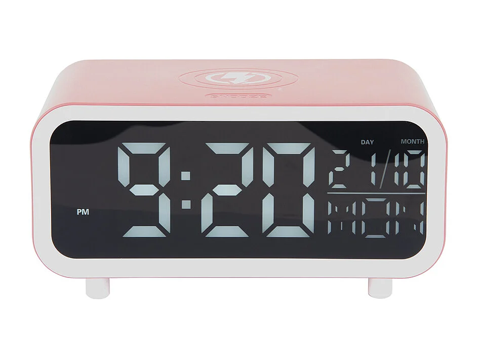 Réveil LED épais avec chargeur de téléphone - Rose tan