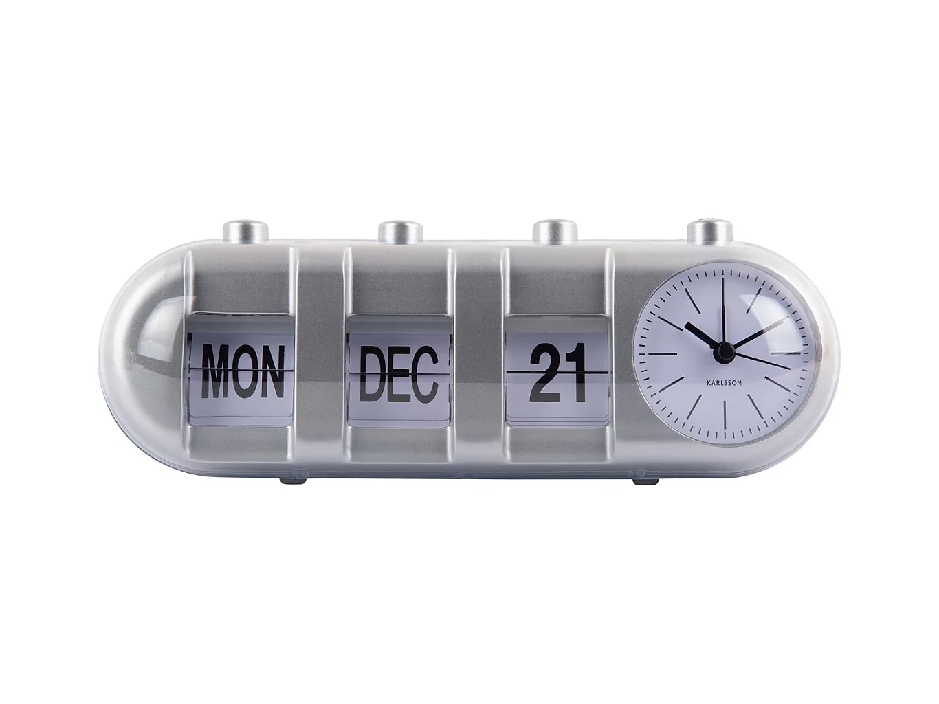 Réveil rétro tube calendrier à bascule - Argent