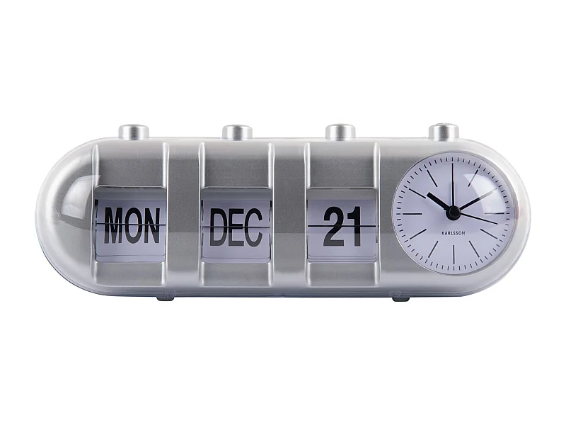 Wecker Retro Tube Kalender Flip - Silber