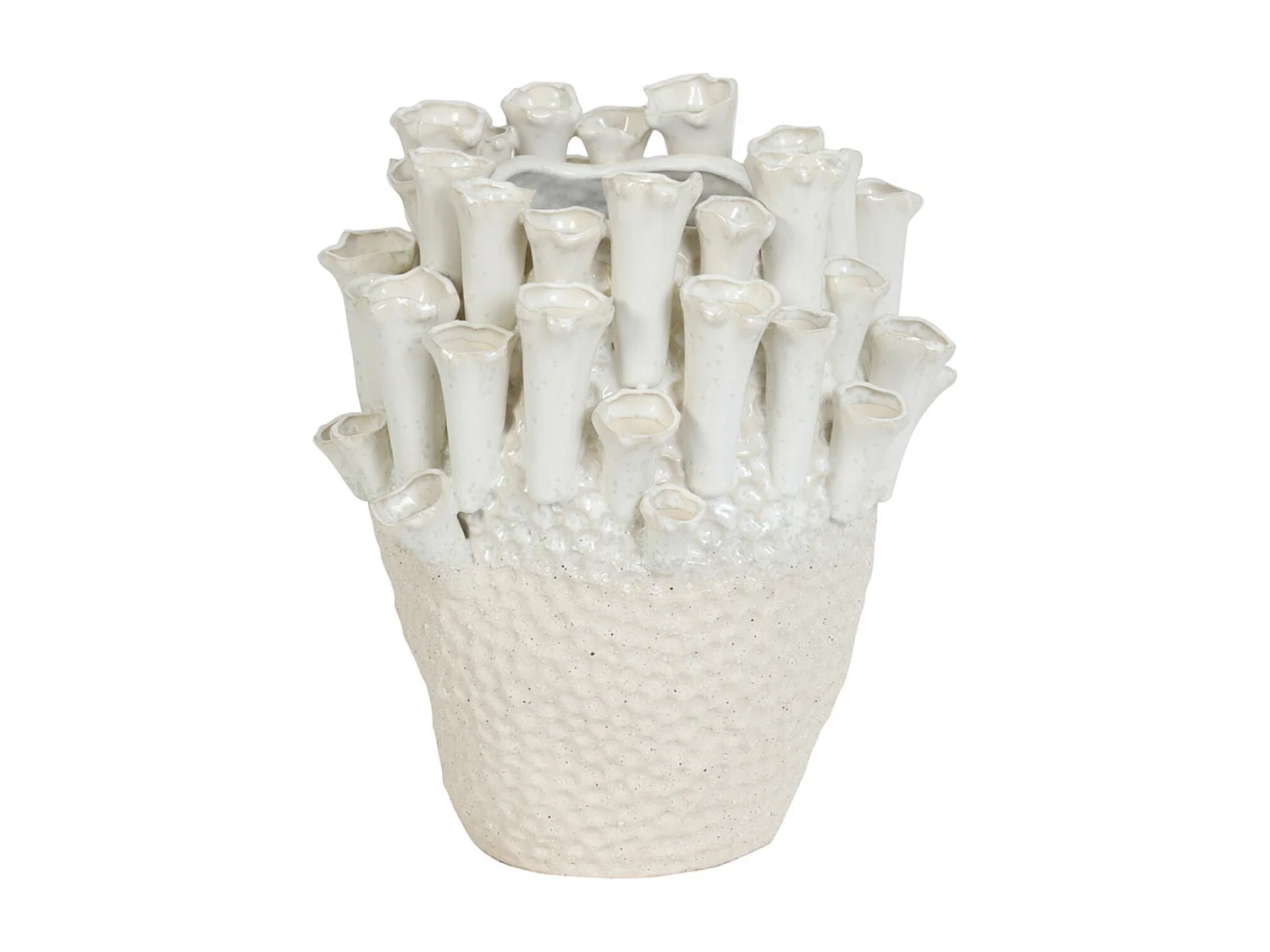 Jarrón KYRAL - Ø27,5x27,5cm - Blanco