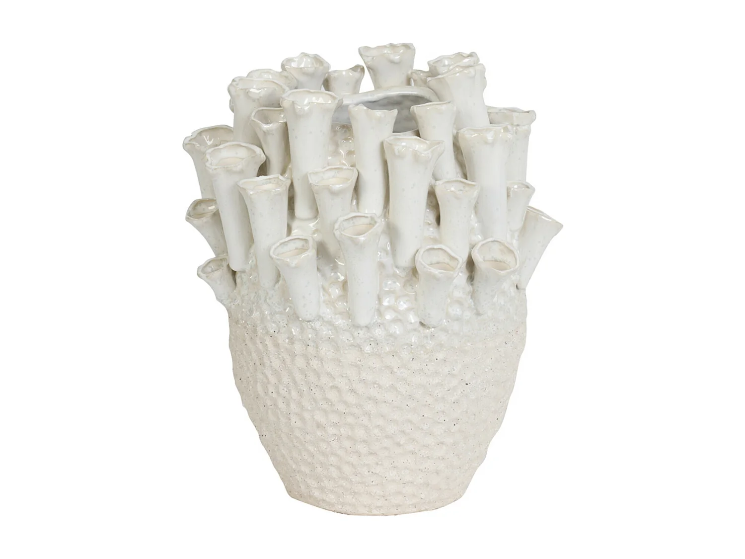 Jarrón KYRAL - Ø27,5x27,5cm - Blanco