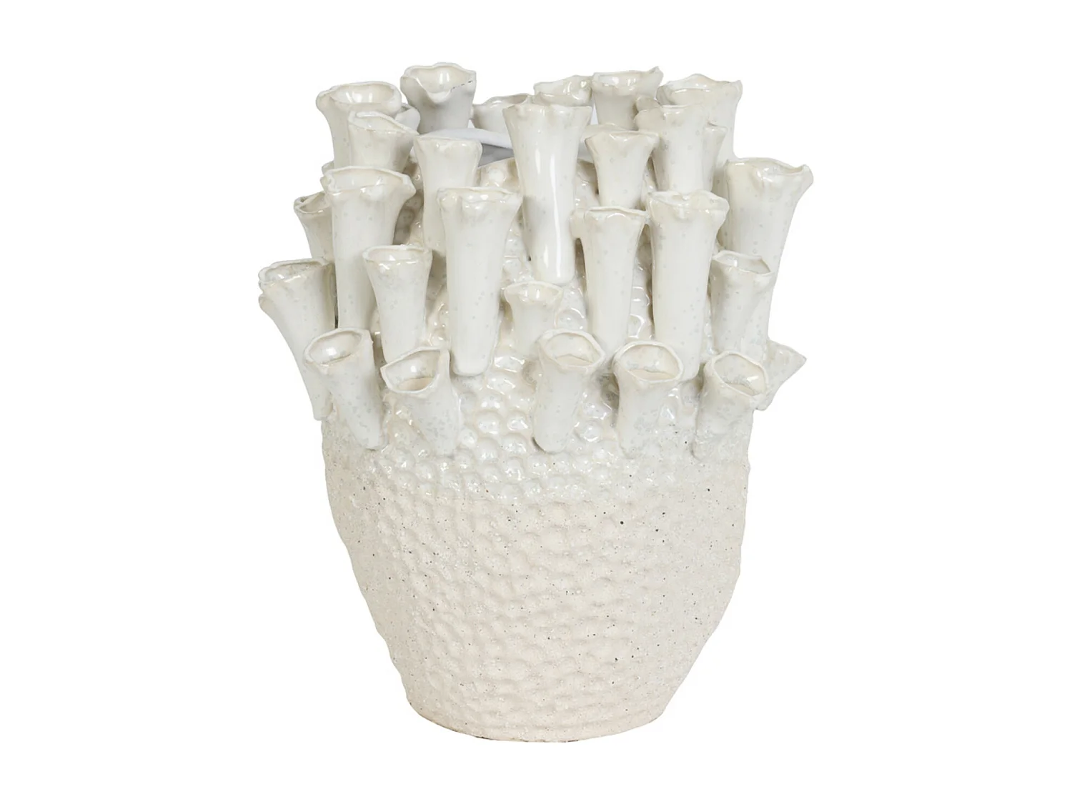 Jarrón KYRAL - Ø27,5x27,5cm - Blanco