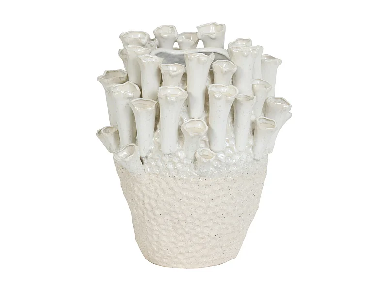 Vase KYRAL - Ø27,5x27,5cm - Weiß